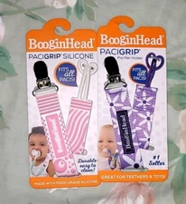 Booginhead Pacigrip Pacifier Holder baby toddler 2pk pink purple daisy hg10