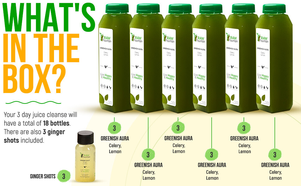 RAW Fountain Juice Cleanse Detox Cold Pressed, CELERY, All Natural 18, 30, 42ct