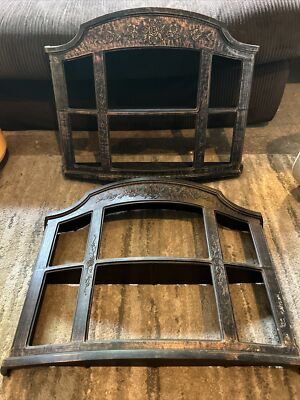 2 VTG HOMCO HOME INTERIOR COPPERCRAFT knick knack WALL SHELF CURIO 2 tier black