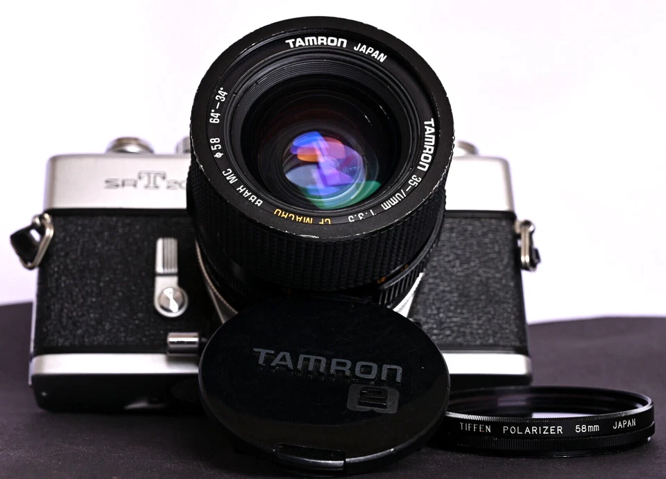 Minolta SR-T 201 Chrome 35mm Film SLR c/w Tamron 35-70mm f/3.5 CF Macro Lens Kit - Image 4 of 4