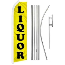 Liquor Swooper Flutter Feather Advertising Beverage Flag & Pole Kit