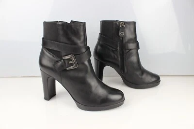 Bottines à brides à talons cuir noir Geox T 38 Très bon état - Photo 1/4
