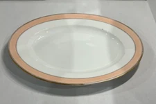Old Paris Porcelain  Large 16" Oval Platter Pink Band Worn Gold Gilding