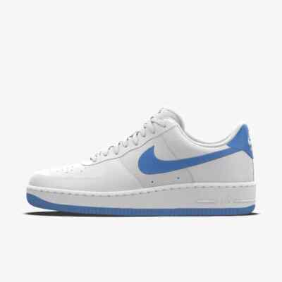 Mens Nike Air Force 1 Low Leather White University Blue Swoosh Nike ID Authentic