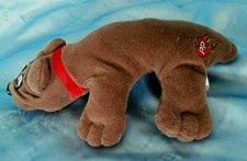 Plush stuffed Pound Puppy 8" brown dog w/satin collar
