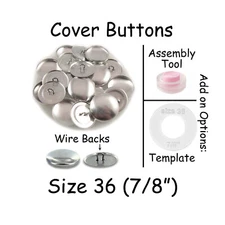 Cover Covered Buttons Size 36 (7/8" - 23mm) WIRE BACKS - Choose Quantity