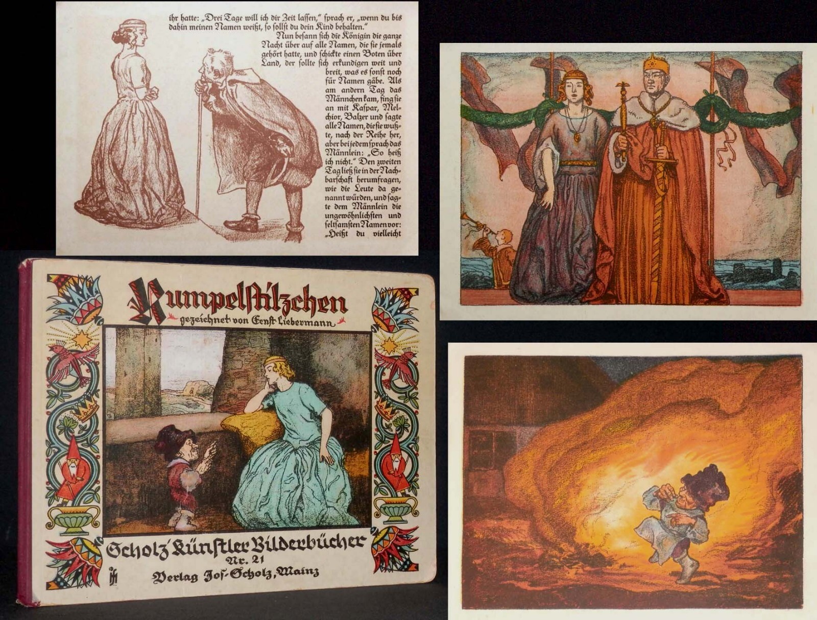 Scholz Künstler Bilderbücher RUMPELSTILZCHEN gez. Ernst Liebermann Bilderbuch