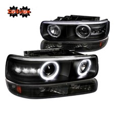 99-02 Silverado 00-05 Suburban Tahoe Black Projector Headlights Haloturn Signal
