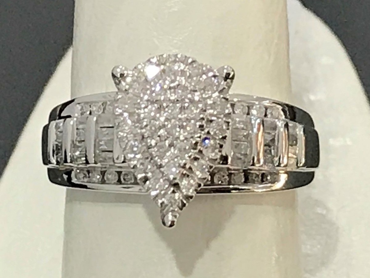 White Gold 1/2ct Tear Drop Pear Shape Diamonds Engagement Bridal