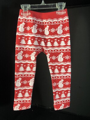 Red Childrens Kids Girls Leggings By J Khaki Kids Size 4-6X Christmas Theme  New
