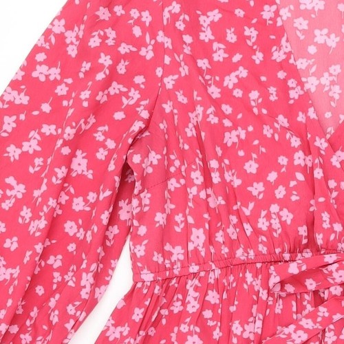 New Look Womens Pink Floral Polyester A-Line Size 12 V-Neck Pullover - Picture 10 of 10