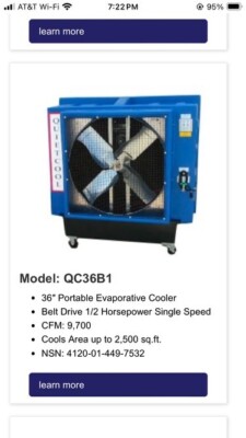 Quietcool Evaporative Cooler 36 Inch