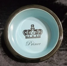 Blue Harbor Blue/Black  Debra Velencia Prince Dog Bowl About 6 1/2" Rim