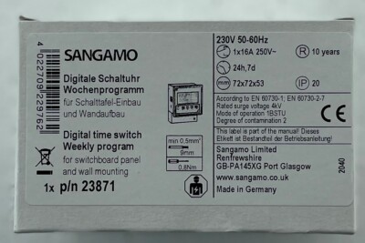 Sangamo 23871, 1 Kanal digitale Zeitschalter Wochenprogramm AJ6