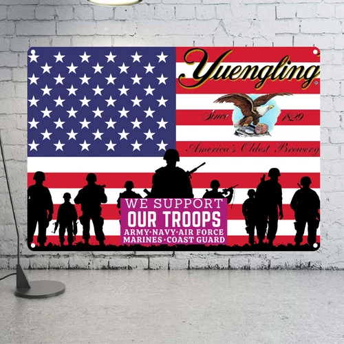 Yuengling Beer We Support our Troops Vintage Style  Metal Sign Mancave Bar Decor