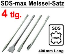 SDS-max Meißel Set 4-tlg. 400 mm Flachmeißel Spitzmeißel Breitmeißel Kanalmeißel