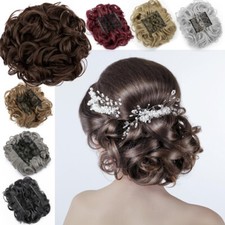 Real As Human Messy Bun Clip in Hair Extensions Wedding Scrunchie Updo Chignon