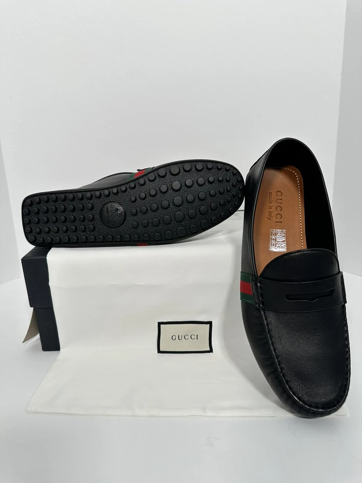 Mocassins Gucci Couro Nappa Borracha Superior Dentro EUA Tamanho 9.5 - Imagem 4 de 4