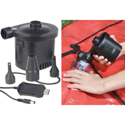 infactory Akku-Luftpumpe mit 3 Ventil-Aufsätzen und USB-Ladekabel, 200 l/Min.