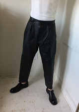 vintage mens leather pants pleated BAGGY 36x28  COSA NOVA