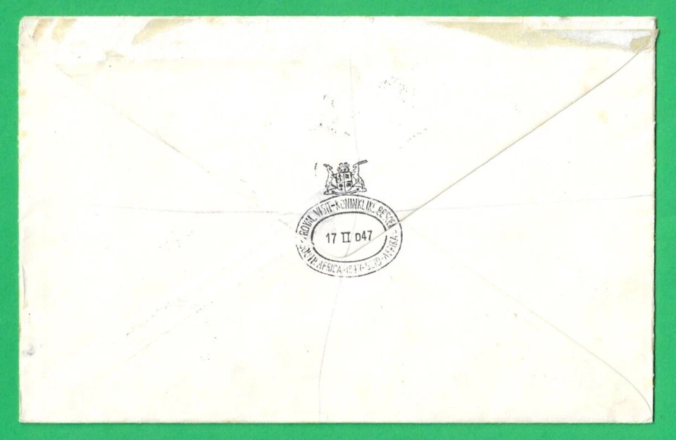 SOUTH AFRICA ~ REGD ROYAL TOUR 17th FEB 1947 FIRST DAY COVER - Image 2 of 2
