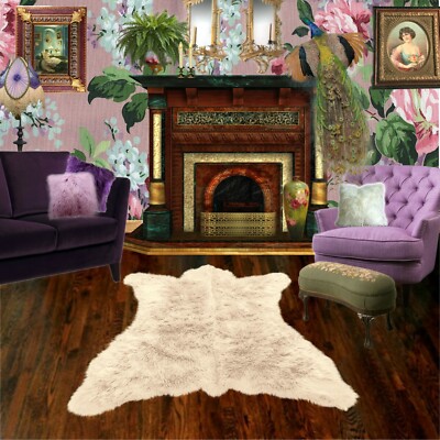 White Bear Skin Rug - Faux Fur - Polar Bear - Sheepskin Shag - FUR ACCENTS 