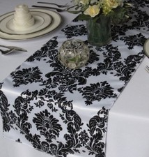 12 Pack Flocked Taffeta Damask 12" x 108" Top Table Runner 16 COLORS Wedding