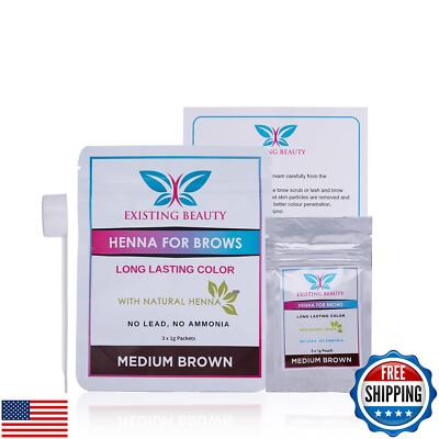 Medium Brown Eyebrow Henna Tint for Eyebrow Color- Professional Henna Brow Ki