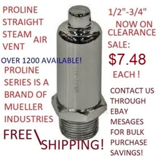 Main Line Steam Air Vents Medium Venting 3/4-in or 1/2-in Fits Both Qty 2