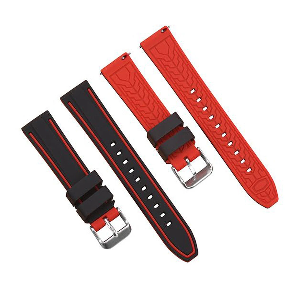 Nueva correa de reloj deportiva impermeable de goma de silicona para hombre 20 mm 22 mm 24 mm 26 mm Foto 3 de 4