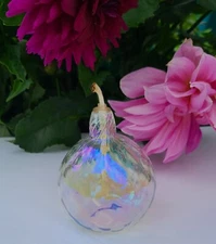 Vintage Hand Blown Globe Oil Lamp Iridescent Clear Glass with Cotton Wick
