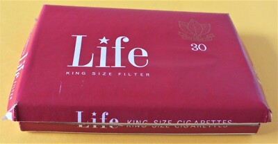 LIFE KING SIZE FILTER 30 CIGARETTE PACKET. Empty