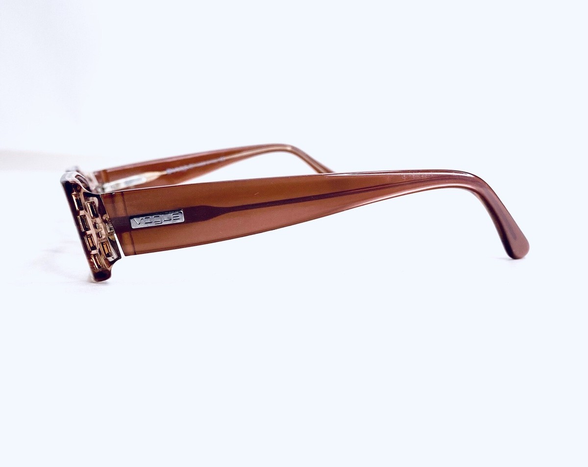 Vogue Eyeglasses VO 2557-B 1663 Amber Brown Rectangle Frame 49-15-135 23308 Vogue Brown Amber Clear Wood Rectangular Glasses Italy VO  main image 4