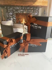 🎀BN Coach Black Gift ~Packing Box~Handle Bag~Envelope Bag~Gift tag Pick Size.🎀