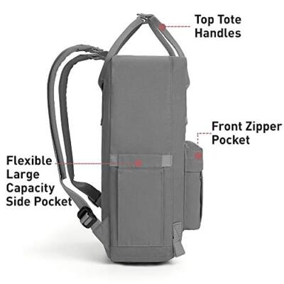 NICOLE & DORIS Women's Lightweight Laptop Backpack - 14 Inch, Grey, Water-Resistant Oxford