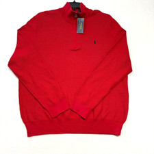 POLO RALPH LAUREN Men's Sweater 1/4 Zip Henley Red 2XL XXL Classic NWT 138