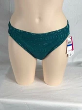 Women's NWT Hula Honey Crochet Hipster Bikini Bottom Green Mojave Diamond Swim