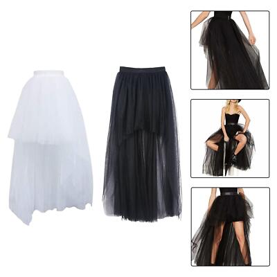 High Low Gummizug Tutu Röcke Steampunk Gothic Kostüm Schwalbenschwanz Rock Tüll