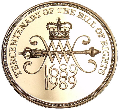 Cameo Proof Great Britain 1989 2 Pounds~Tercentenary Of The Bill Of Rights~Fr/Sh