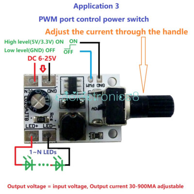 DC 6-24V 20W Adjustable Brightness LED Driver PWM Controller DC-DC Step ...