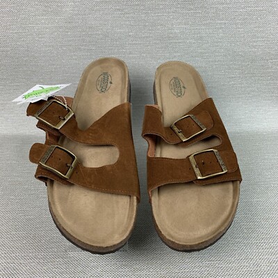 Woodstock Bert Sandals Brown Leather Suede Double Buckle Adjustable Strap 11 Woodstock Bert Sandals Mens Size 11 M Brown Suede Leather  main image 3