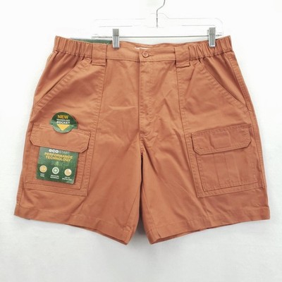 NEW Savane Shorts Mens 38 Orange Hiking Eco-Start Performance UPF 30 Cargo