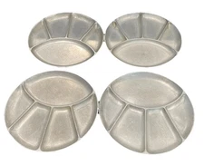 9 Inch Bon Chef Pewter Plate 5 Compartment Sectional Lot Of 4 Nice Set