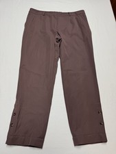 Escada Brown Crop Pants Button Ankle Womens EU 40 Cotton Blend Not Perfect