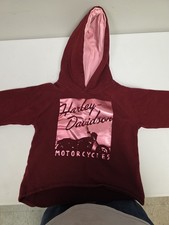 Harley-Davidson Kids Burgundy Maroon Pink Fleece Hoodie Sweatshirt Girls 7/8