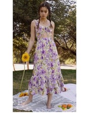 NWT Free people size XS Eyelet midi dress ties in front zip close lined
