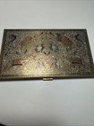 Vintage Brass Volupte Cigarette Case USA Birds Animals Elephants Peacocks Enamel