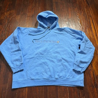 Vintage Big Dogs Hoodie Mens Large Blue Spellout Y2K Sweatshirt Embroidered