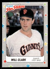 1988 Fleer Star Stickers - Will Clark #126 San Francisco Giants
