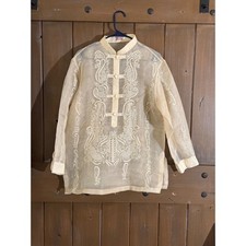 Vintage OGie Q Makati piña Barong Tagalog Em...